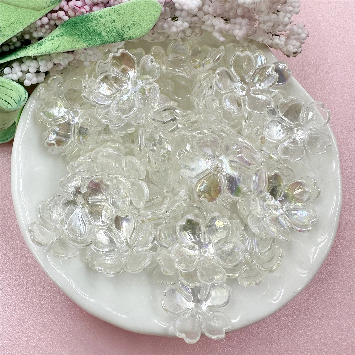 100 개/가방 15mm 아크릴 DIY Galsang 꽃 느슨한 구슬 귀걸이 쥬얼리 만들기 목걸이 팔찌