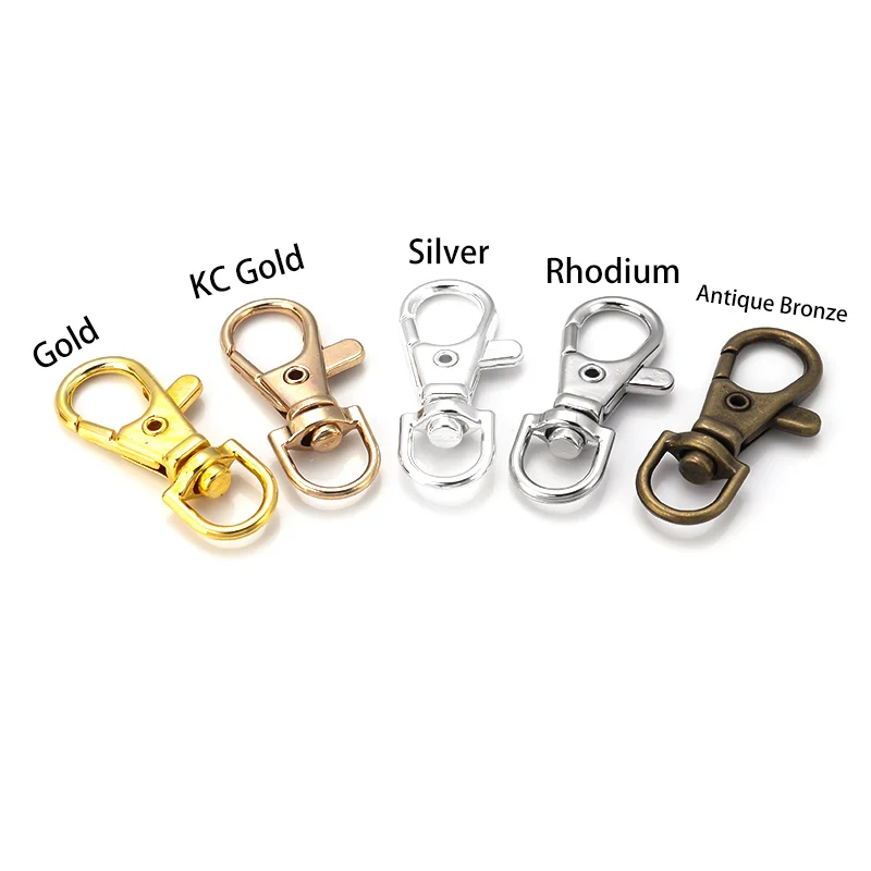 10pcs 분할 키 링 회전 커넥터 쥬얼리에 대 한 Carabiner 찾기 골드 실버 도금 랍스터 걸쇠 후크 DIY 키 체인 만들기