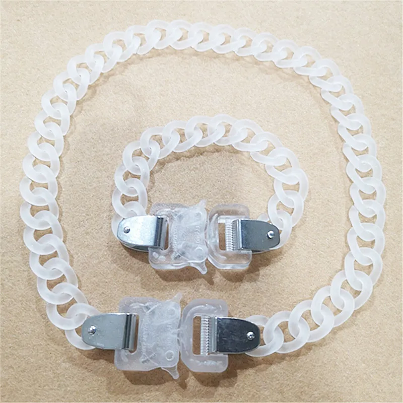 남성용 무광 투명 아크릴 체인 잠금 펜던트 목걸이, 록 링크 버클 초커 팔찌, 힙합 파티 쥬얼리, 신제품 title=남성용 무광 투명 아크릴 체인 잠금 펜던트 목걸이, 록 링크 버클 초커 팔찌, 힙합 파티 쥬얼리, 신제품