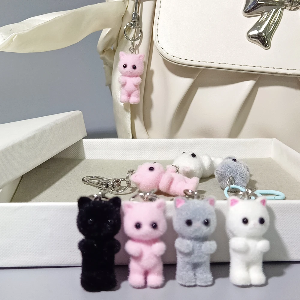 크리 에이 티브 아이디어 귀여운 몰려 들고 3 차원 새끼 고양이 키 체인, 만화 미니 인형 가방 펜던트 수제 DIY 쥬얼리 액세서리