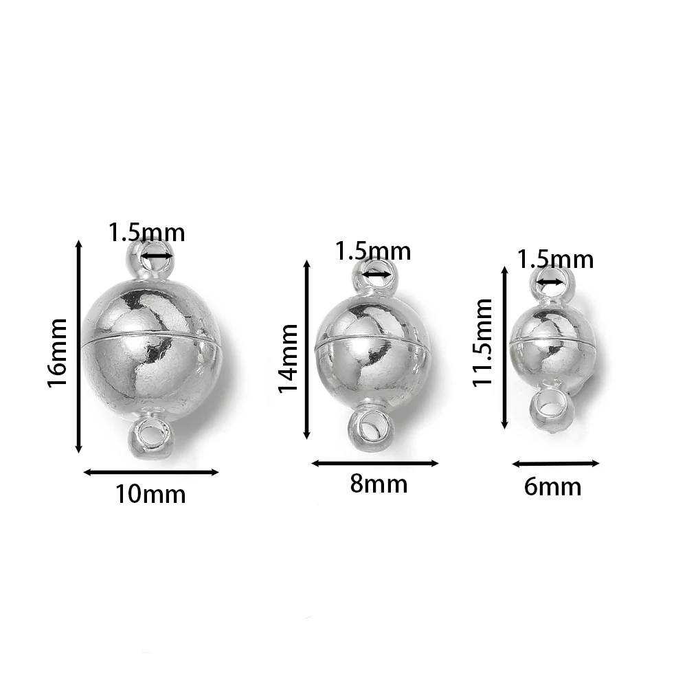 10 짝/몫 6/8/10mm 라운드 마그네틱 커넥터 Clasps 자석 매력 DIY 쥬얼리에 대 한 엔드 캡 커플 팔찌 목걸이 만들기