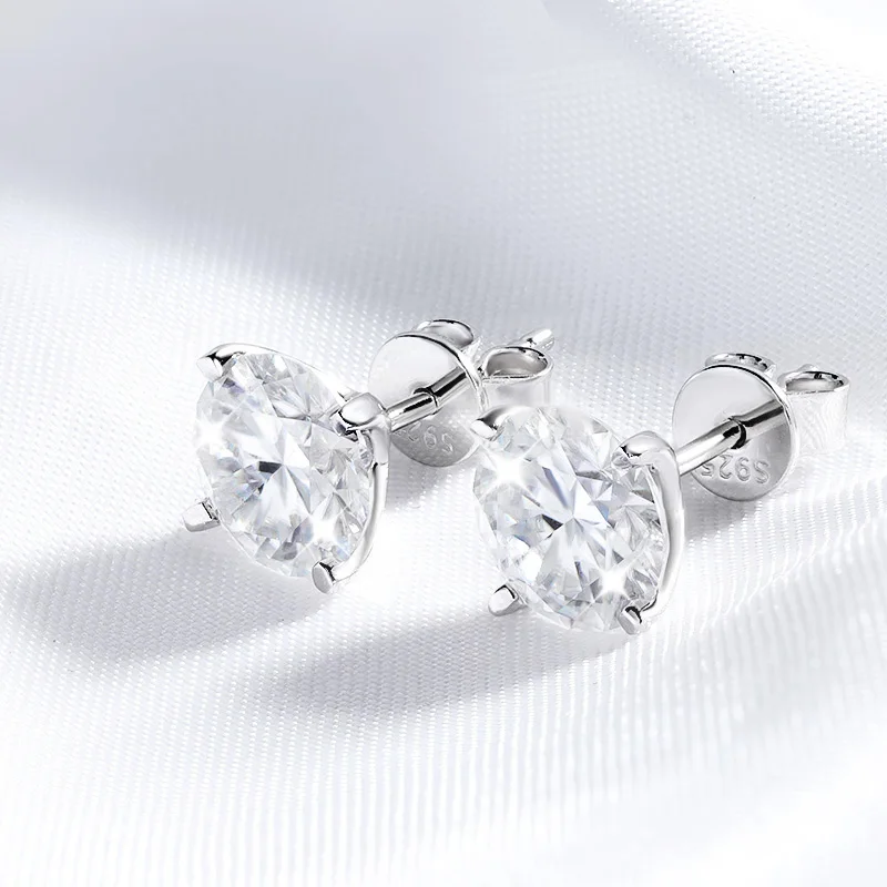 Smyoue 여성용 각 0.2-2CT GRA 인증 Moissanite 스터드 귀걸이 4 클로 스파클링 웨딩 파티 쥬얼리 스털링 실버 S925