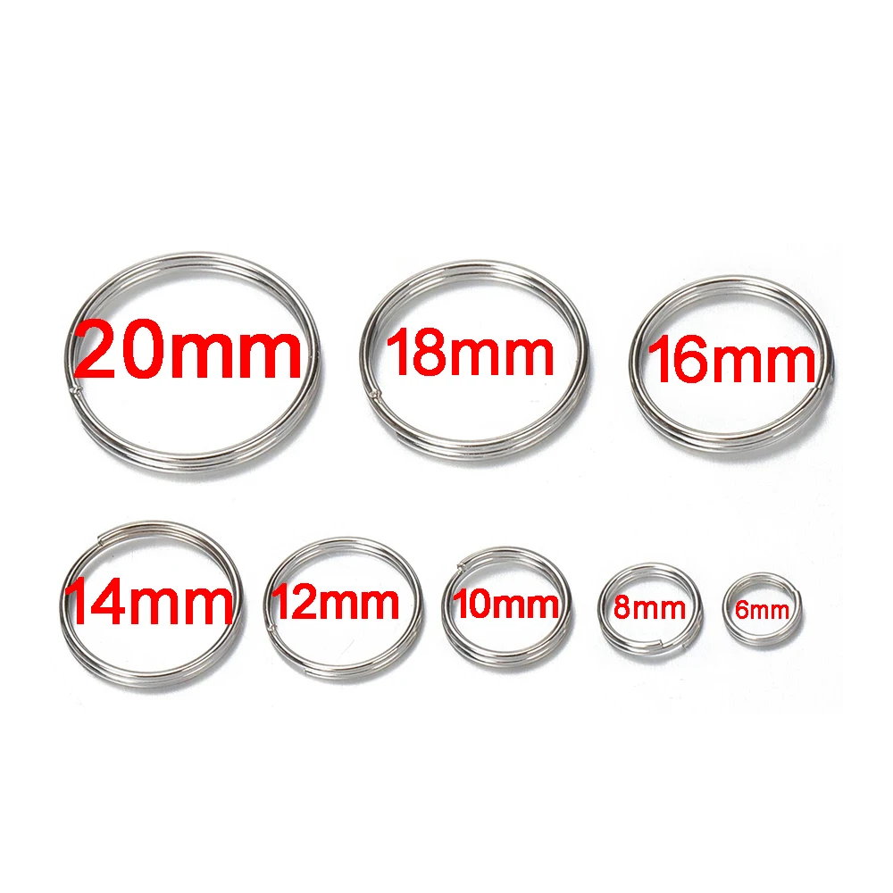 금속 열쇠 고리, DIY 키 체인 쥬얼리 제작 용 빈 원, 6-20mm 키 홀더 스플릿 링 커넥터 액세서리, 50 개/묶음