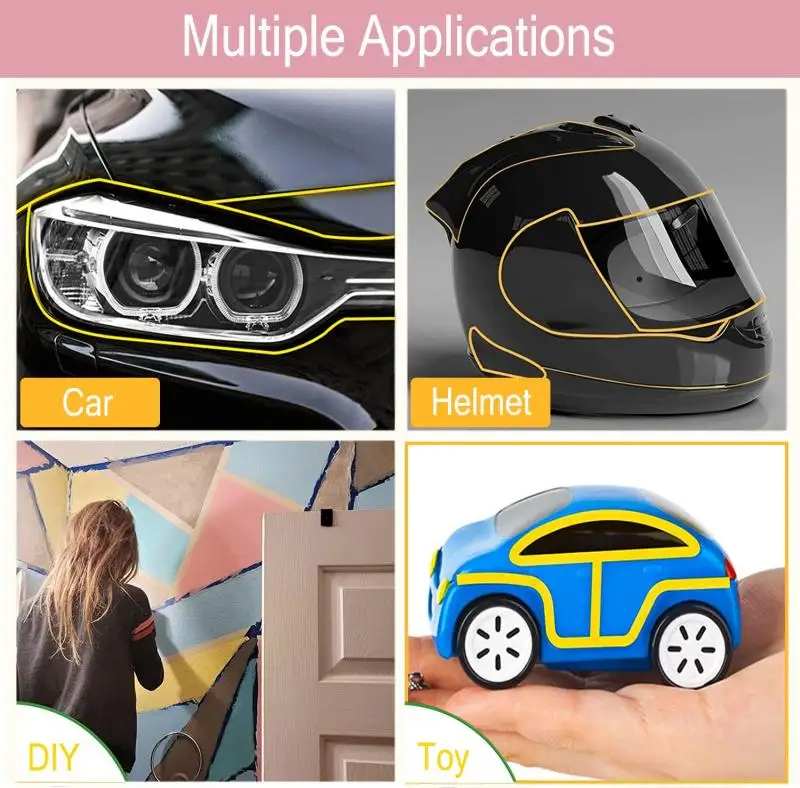 1pcs 2-50mm 노란색 마스킹 테이프 접착 테이프 질감 종이 자동차 페인트 장식 그림에 대 한 마크 없이 원활한 손 눈물