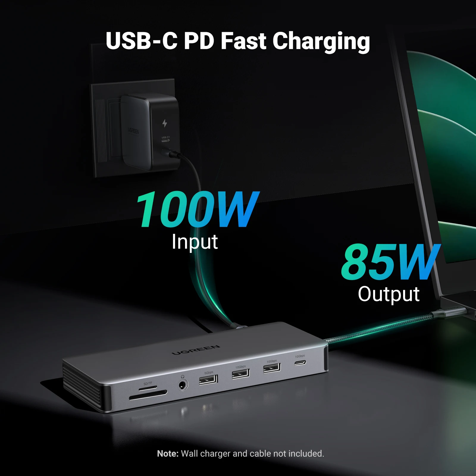 UGREEN USB-C 허브 트리플 디스플레이 도킹 스테이션, 맥북 프로 에어 델 XPS용, 4K 듀얼 HDMI DP, 10Gbps, USB3.2, PD100W, SD, TF, 13 인 1