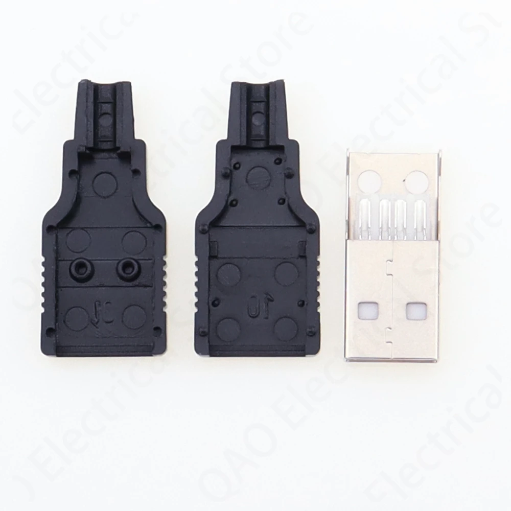 IMC 뜨거운 새로운 10pcs 유형 A 남성 USB 4 핀 플러그 소켓 커넥터 (검은 색 플라스틱 커버 포함)