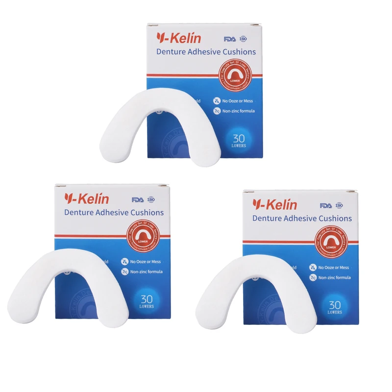 Y-Kelin 틀니 접착 쿠션 30/90/150 패드/팩 하부 자연스럽고 강한 하루 종일 홀드 컴포트 쿠션