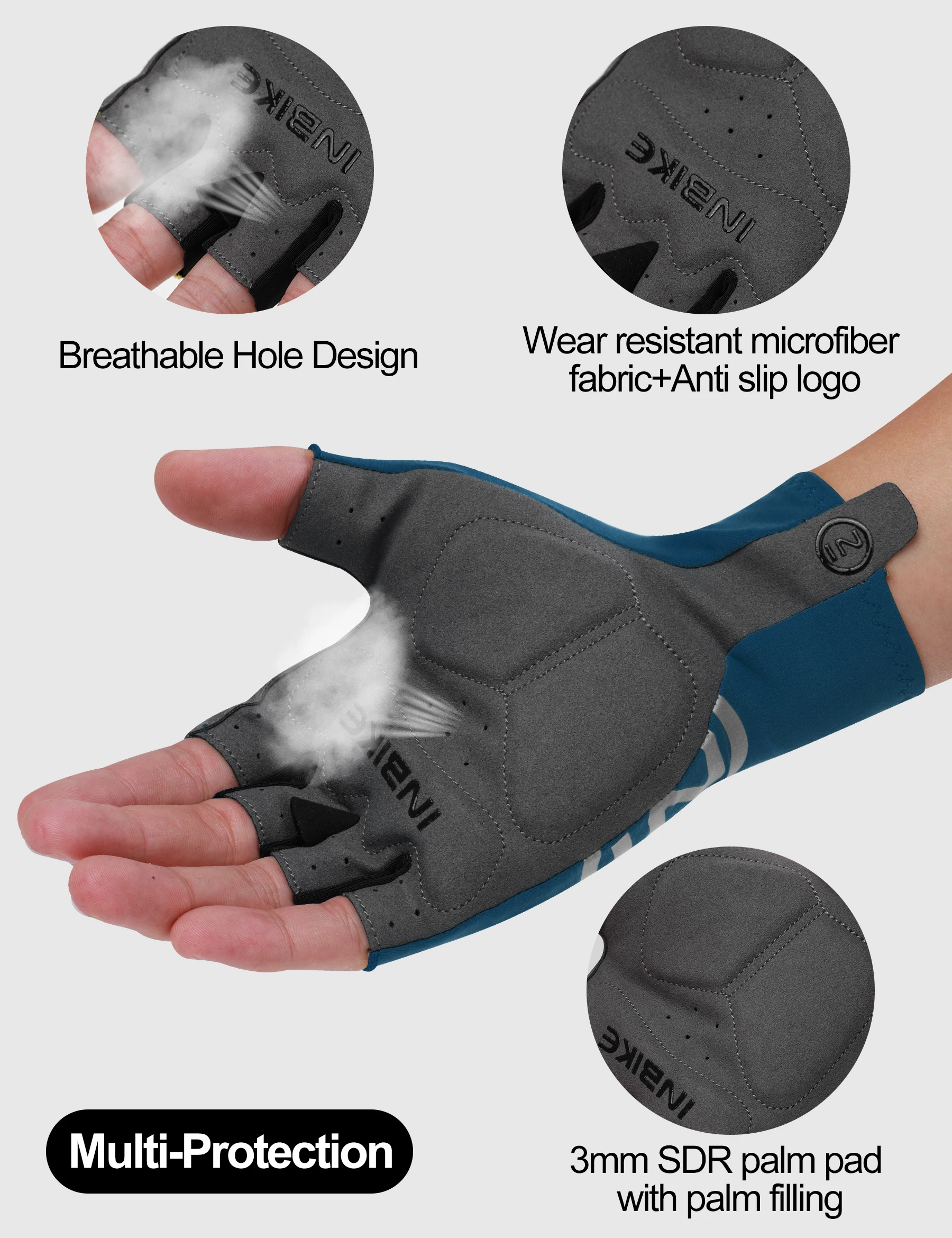 INBIKE 사이클링 장갑 여름 MTB 자전거 장갑 남성용 자전거 장갑 젤 패딩 하프 핑거 로드 바이크 자전거 장갑 액세서리