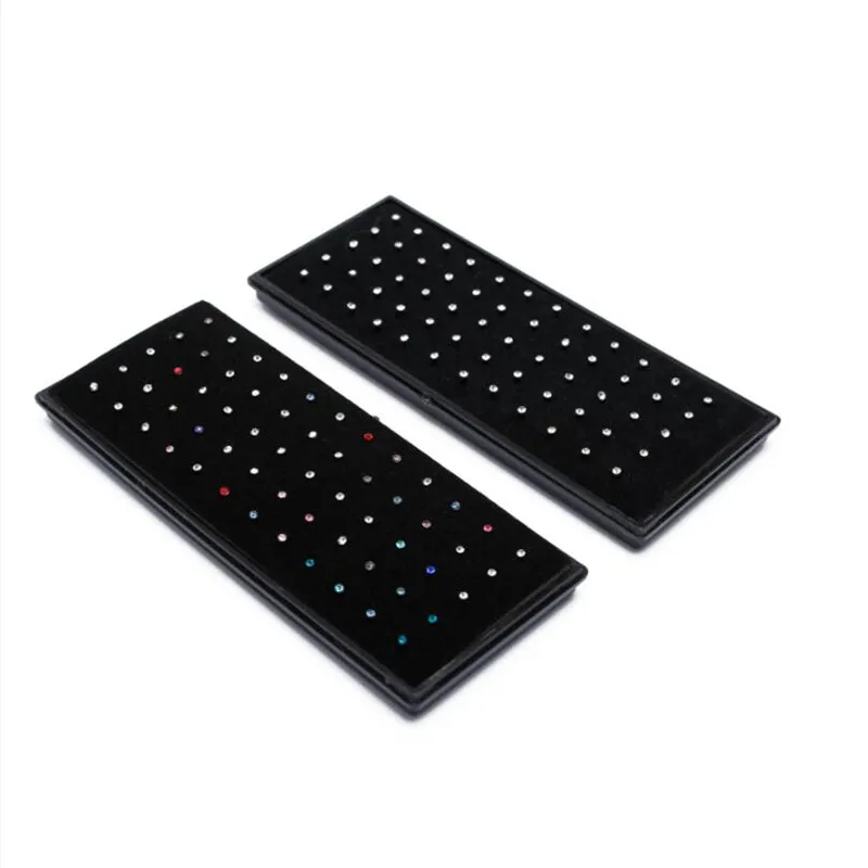 여성용 L자형 라인석 크리스탈 스테인레스 스틸 코 피어싱, 귀 뼈, 저자극성 바디 쥬얼리 피어싱, 패션 60 개