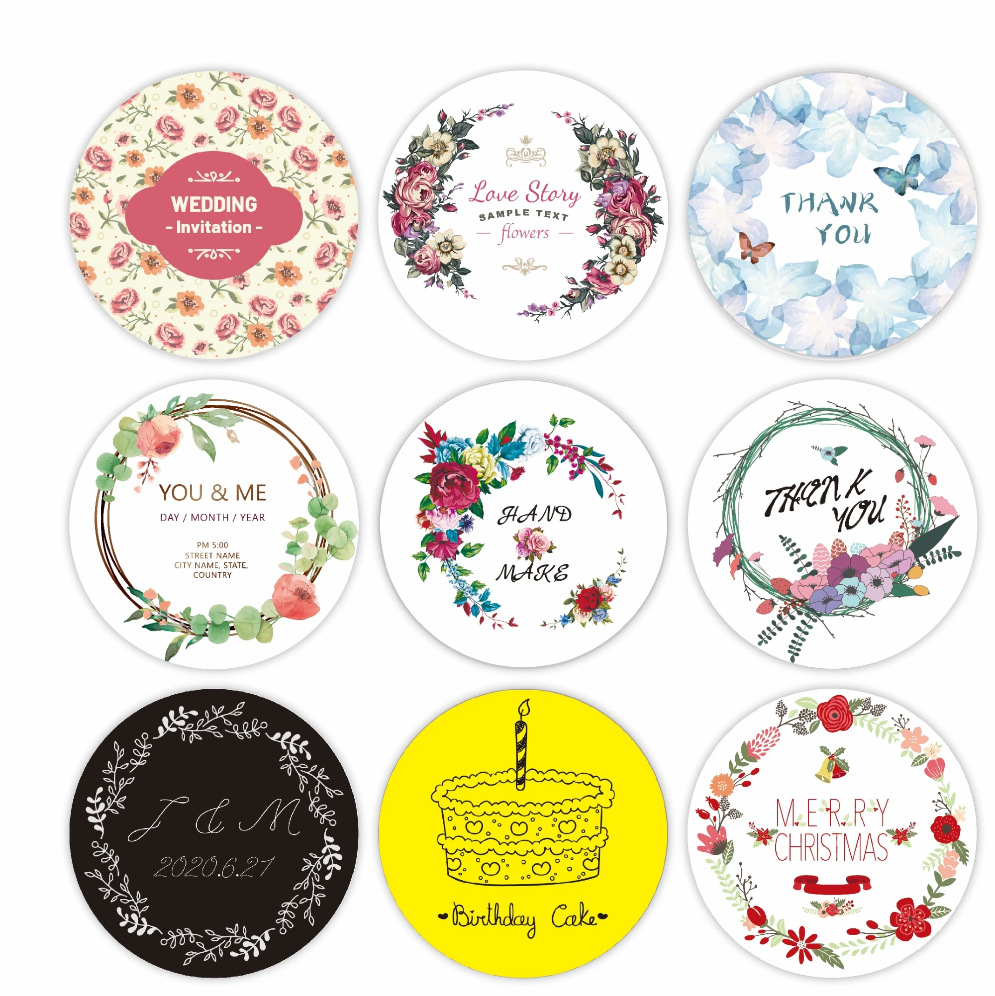 100 PCS 사용자 정의 스티커 로고 감사합니다 레이블 맞춤 스티커 포장 이름 파티 결혼식 생일 인쇄 자신의 스티커