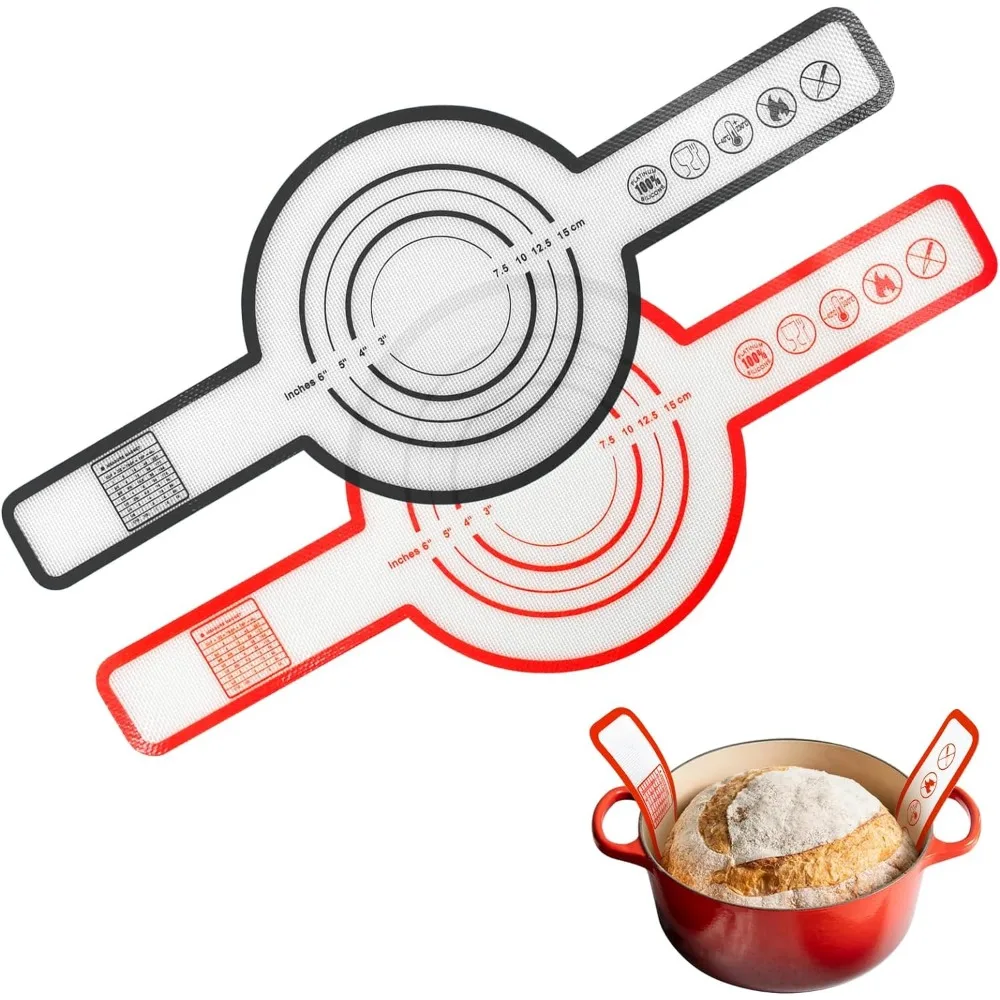 네덜란드 오븐 베이킹 매트 용 재사용 가능한 실리콘 빵 슬링 긴 핸들 양도 가능한 반죽 과자 용품 용 비 스틱 라이너