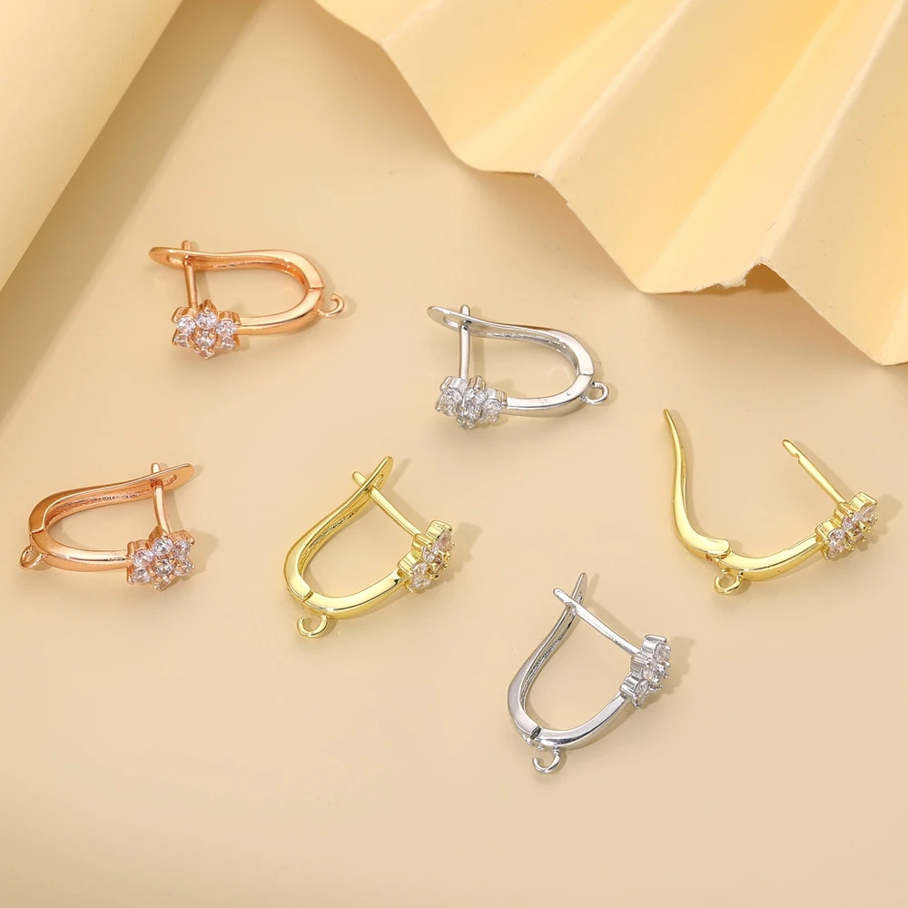 Juya DIY 18K 골드 실버 도금 이어 와이어 고정 장치 기본 패스너 스티치 항 알레르기 귀걸이 후크 걸쇠 액세서리 용품