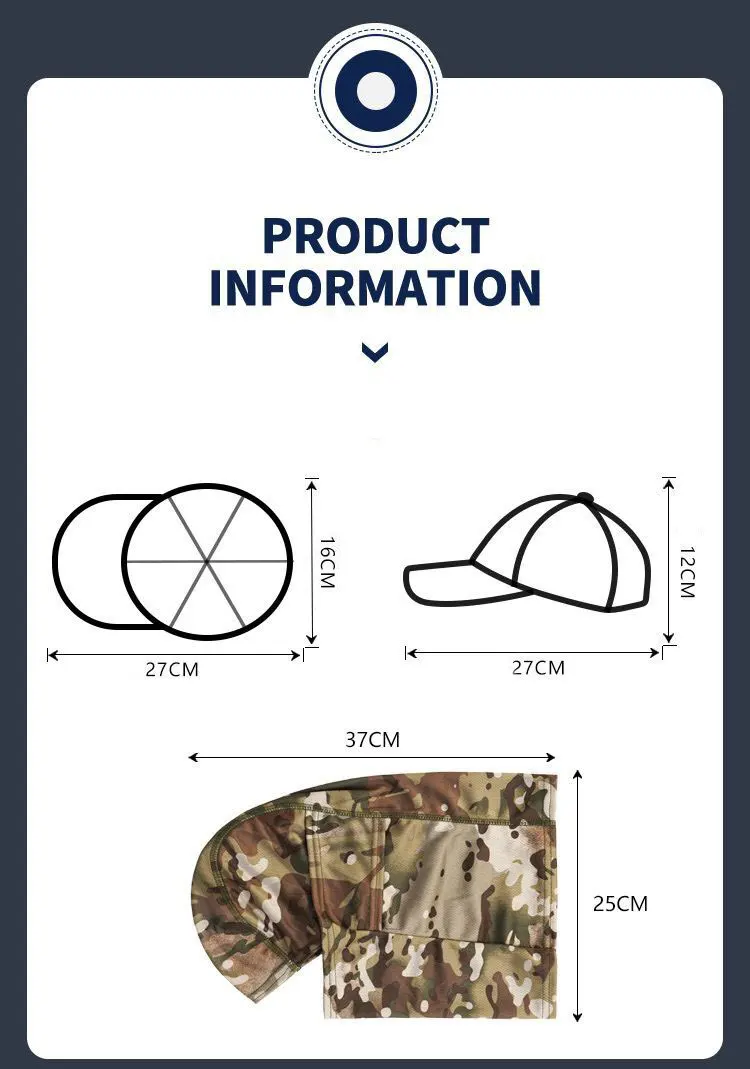 전술 Balaclava 야구 모자 전체 얼굴 마스크 세트 남자 여름 Snapback 태양 모자 야외 사냥 위장 Balaclava