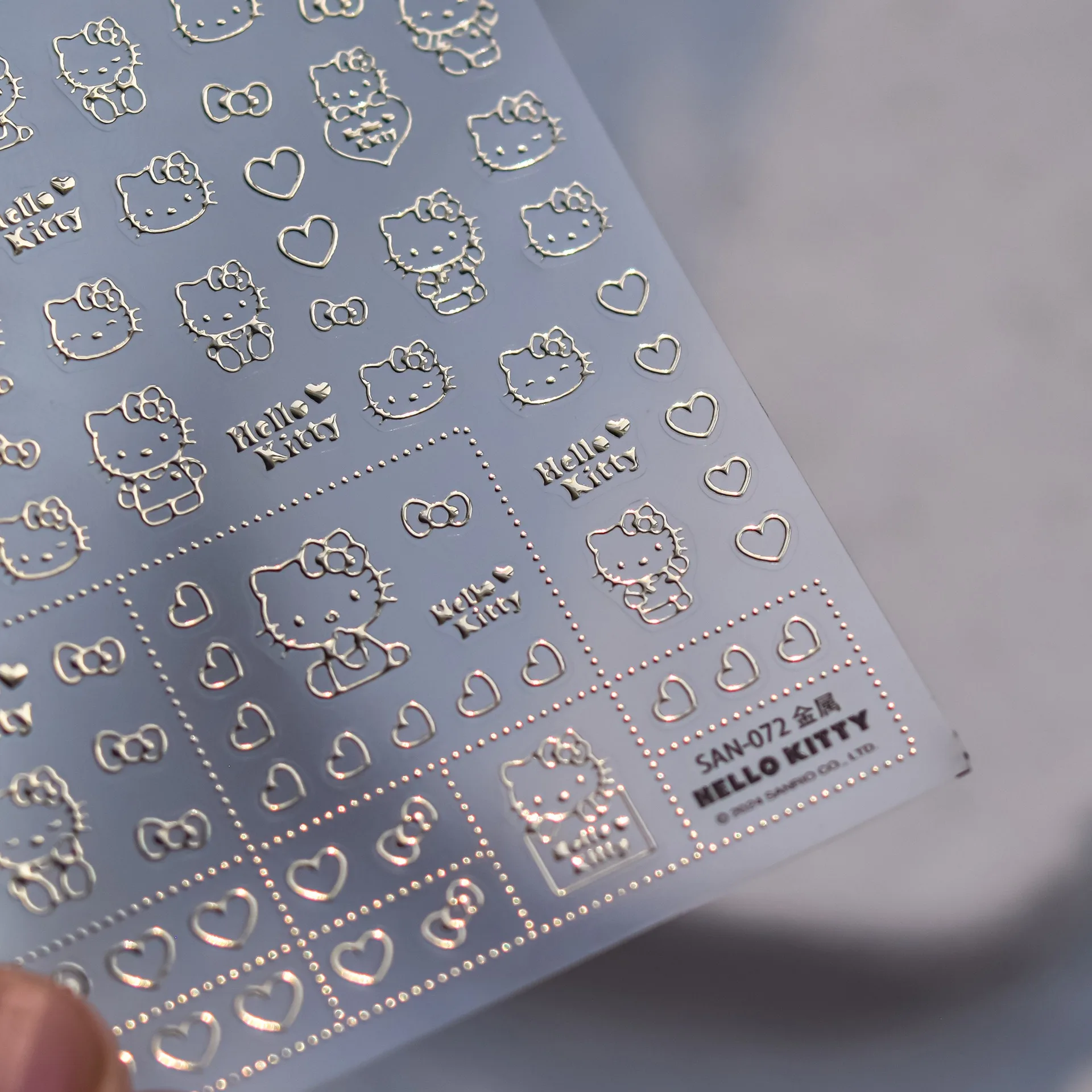 1PCS 새로운 레이저 골드 실버 만화 헬로 키티 5D 네일 스티커 네일 아트 장식 Sanrio Cinnamoroll 멜로디 네일 아트 스티커