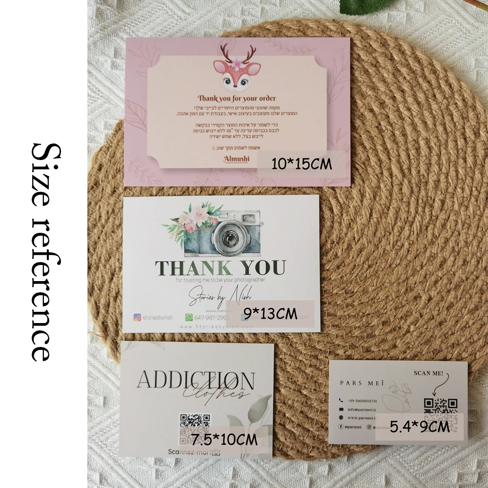 사용자 정의 감사 카드 명함 풀 컬러 양면 인쇄 선물 장식 카드 맞춤형 로고 청첩장