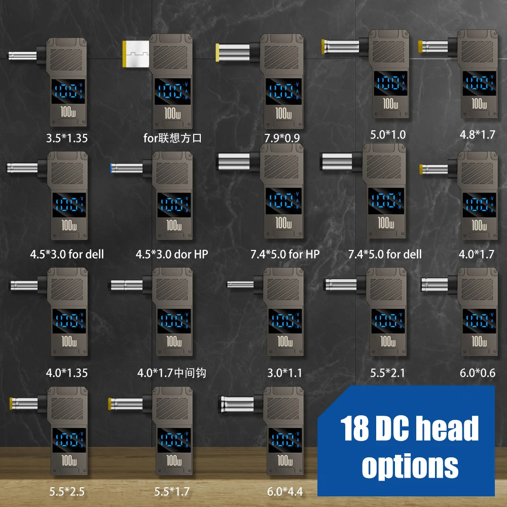레노버 씽크플러스 HP 델용 전원 충전기 커넥터 팁, PD100W C타입-DC 플러그 컨버터, USB C-DC 노트북 충전 어댑터