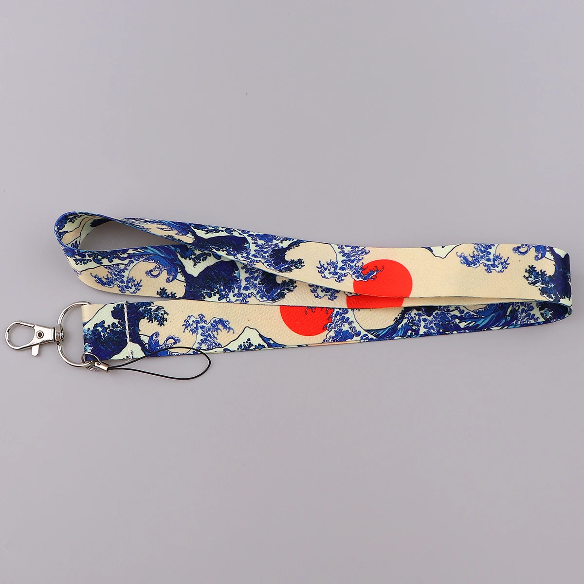 일본 파도 자격 증명 홀더 카드 배지 용 키 넥 스트랩 용 매는 밧줄 체육관 전화 스트랩 키 체인 열쇠 고리 액세서리 선물