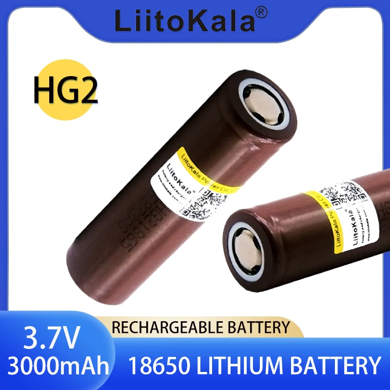 LiitoKala 배터리 팩용 18650 배터리, HG2 전원 충전식 배터리, 3000mAh 배터리, 18650 3.7V, 2 개 title=LiitoKala 배터리 팩용 18650 배터리, HG2 전원 충전식 배터리, 3000mAh 배터리, 18650 3.7V, 2 개