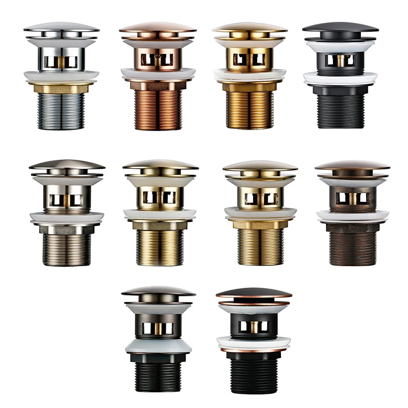 팝업 배수 버튼 욕실 싱크 플러그 배수구 사이펀 폐기물 스토퍼 세면대 수도꼭지 액세서리 세면기 파이프 블랙 골드 로즈