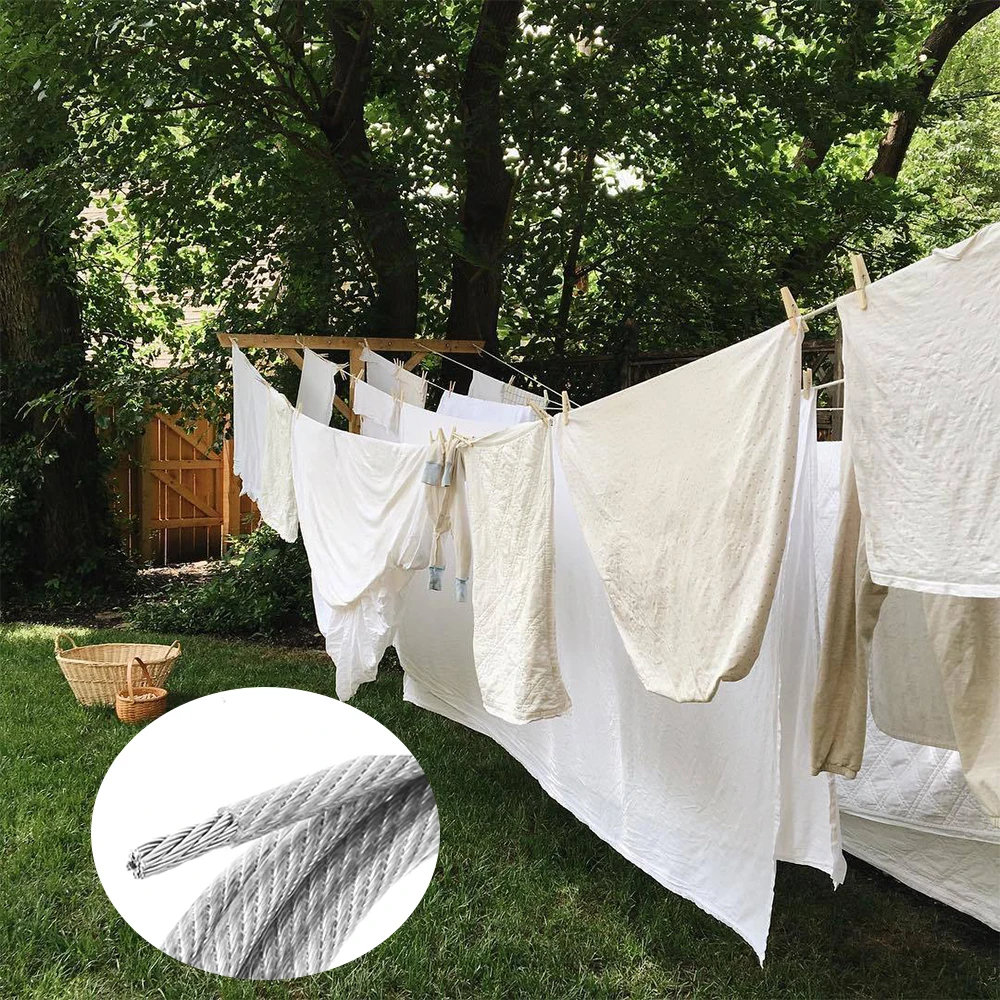 5M/10M/50M/100M 투명 색상 PVC 플라스틱 코팅 1.0-6mm 304 스테인레스 스틸 와이어 로프 케이블은 빨랫줄 등에 사용됩니다.