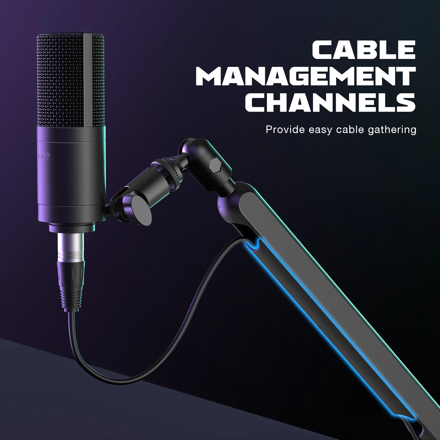 FIFINE 조정 가능한 로우 프로파일 암 마이크 스탠드(케이블 관리/데스크 마운트 포함), K688 Ampligame AM8-BM88용 서스펜션 붐