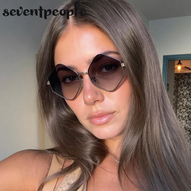 빈티지 Steampunk 다각형 선글라스 여성 2025 럭셔리 브랜드 클래식 육각형 태양 안경 숙녀 UV400에 대한 유행 운전 그늘