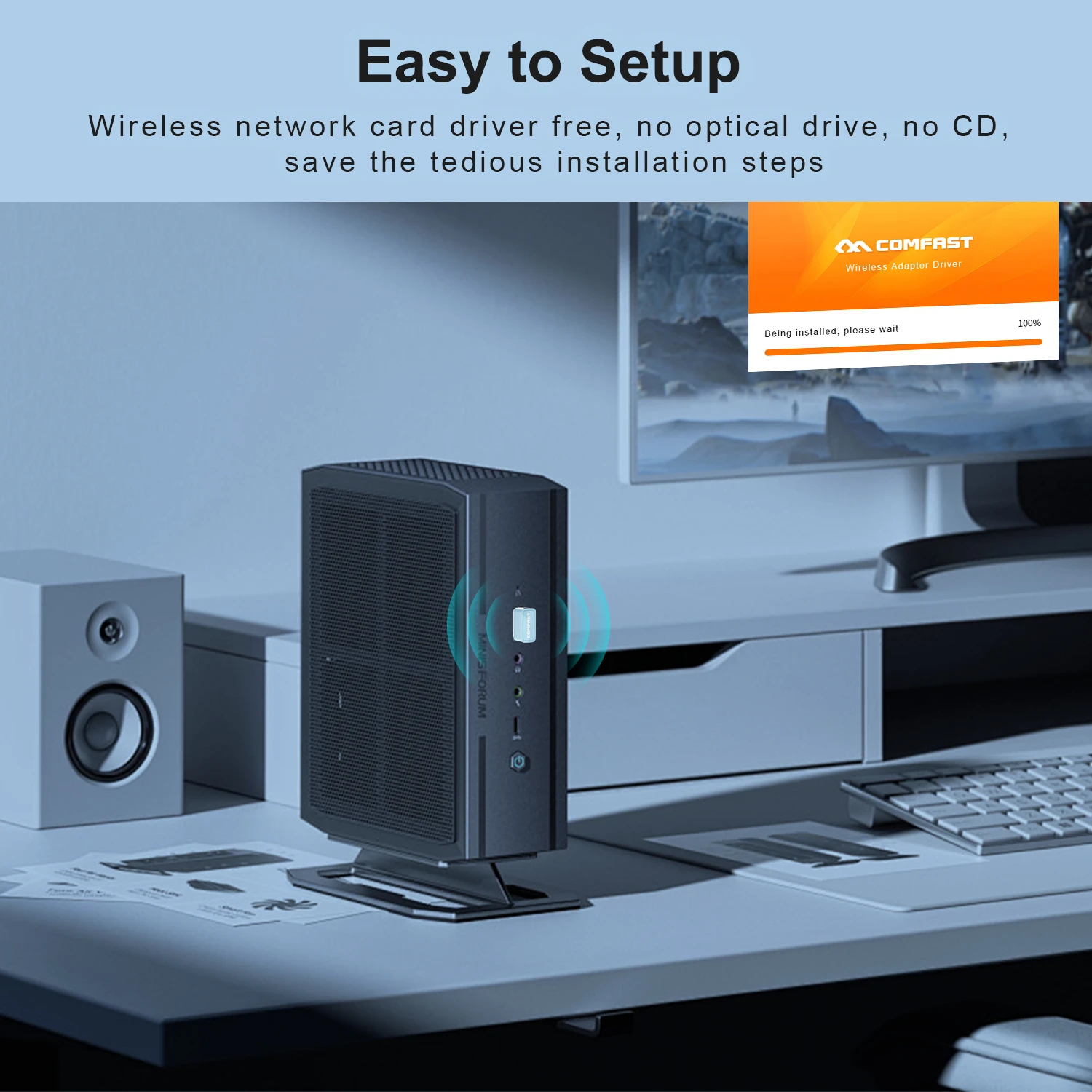 Comfast 150Mbps USB WiFi 어댑터 2.4GHz 인터넷 카드 드라이브 무료 LAN Wi-Fi 수신기 키 동글 안테나 Para PC Win 7 8 10 11