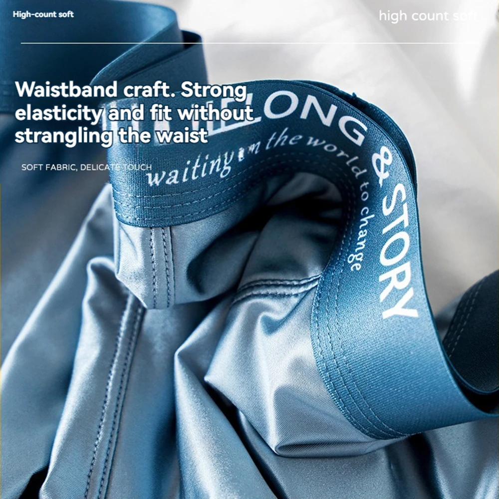 3 개/갑/팩 럭셔리 얼음 실크 새틴 같은 복서 여름 부드럽고 멋진 솔리드 남성 속옷 통기성 메쉬 가랑이 팬티 속옷