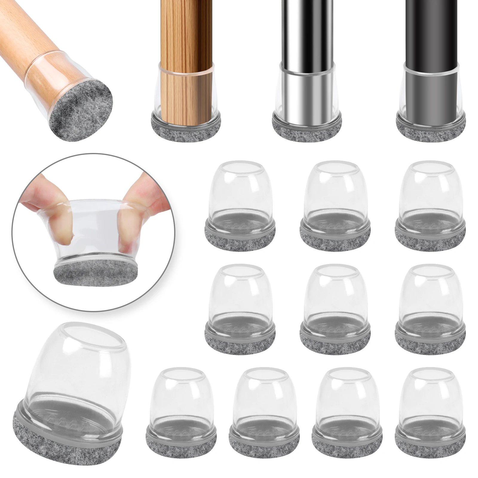 미끄럼 방지 실리콘 의자 다리 캡, 스크래치 방지, 원목 바닥 보호대, 방수 펠트 가구 발 패드, 16 개 title=미끄럼 방지 실리콘 의자 다리 캡, 스크래치 방지, 원목 바닥 보호대, 방수 펠트 가구 발 패드, 16 개