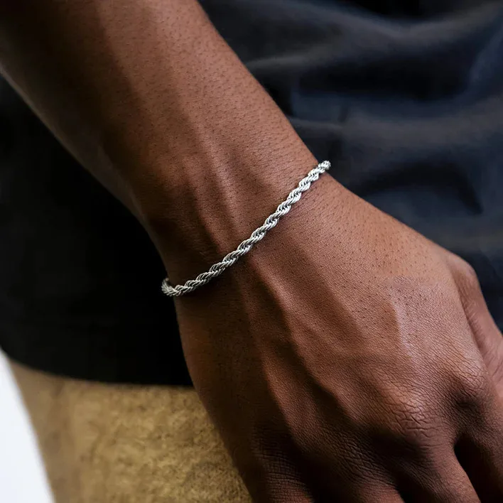 Vnox 베이직 스테인리스 스틸 트위스트 로프 체인 팔찌, 남성 여성용, 손목, 크리스마스 선물, 쥬얼리, 길이 조절 가능, 2 3 4 5mm title=Vnox 베이직 스테인리스 스틸 트위스트 로프 체인 팔찌, 남성 여성용, 손목, 크리스마스 선물, 쥬얼리, 길이 조절 가능, 2 3 4 5mm