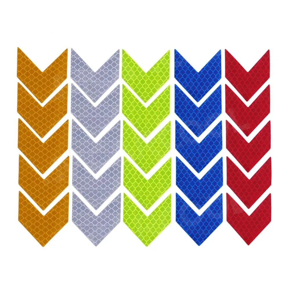 10PCS 화살표 반사 접착 테이프 스티커 데칼 안전 주의 경고 트럭 오토바이 자전거 몰딩에 대 한 반사 테이프