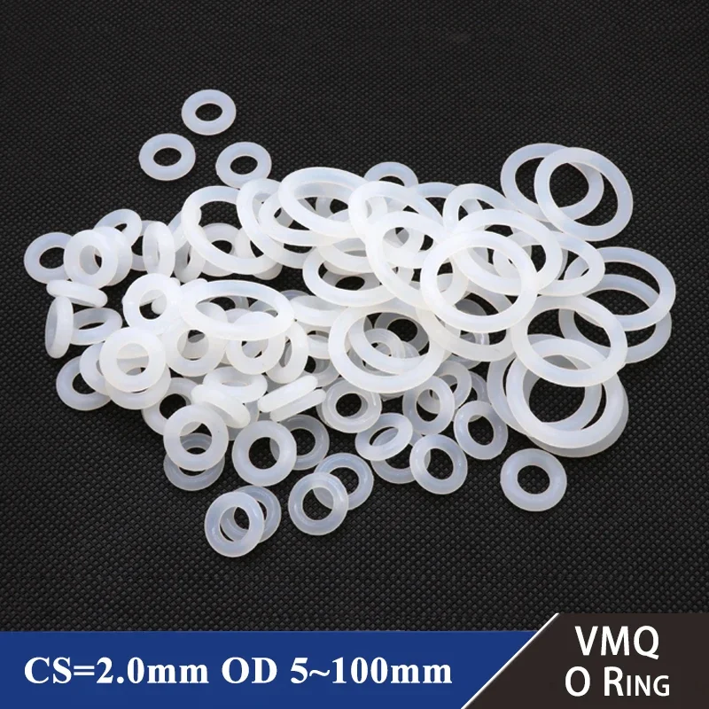 10/50Pcs 흰색 식품 등급 실리콘 링 가스켓 CS 2mm OD 5 ~ 100mm 방수 와셔 고무 VMQ O 링 실리콘 링 title=10/50Pcs 흰색 식품 등급 실리콘 링 가스켓 CS 2mm OD 5 ~ 100mm 방수 와셔 고무 VMQ O 링 실리콘 링 