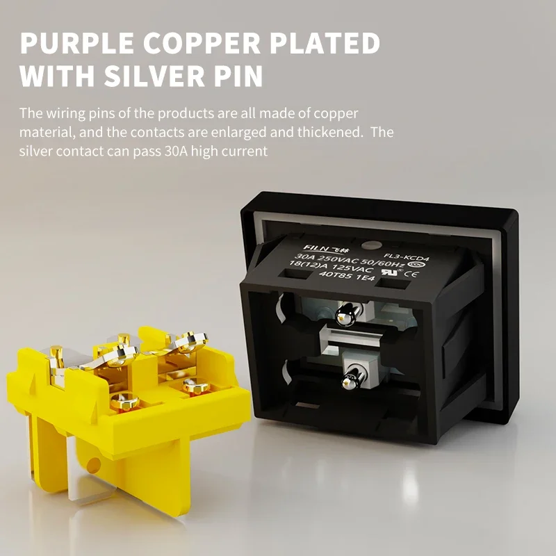 FILN 헤비 듀티 4 핀 DPST IP67 밀폐 방수 T85 자동 보트 마린 토글 로커 스위치, LED 포함, 30A, 250V, 12V, 220V, 30x22