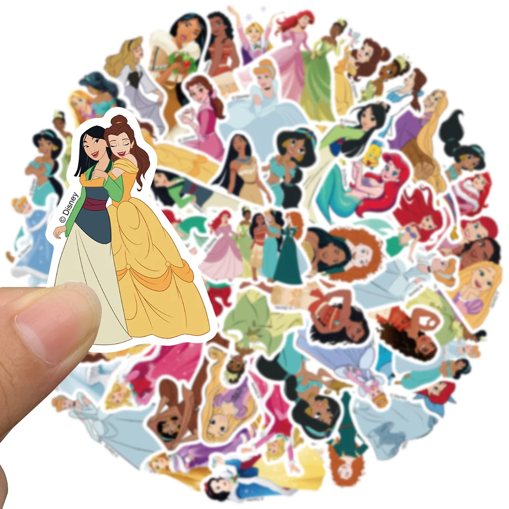 10/50/100pcs 디즈니 믹스 귀여운 만화 미키 공주 스티커 낙서 데칼 노트북 수하물 스케이트 보드 방수 스티커 아이 장난감