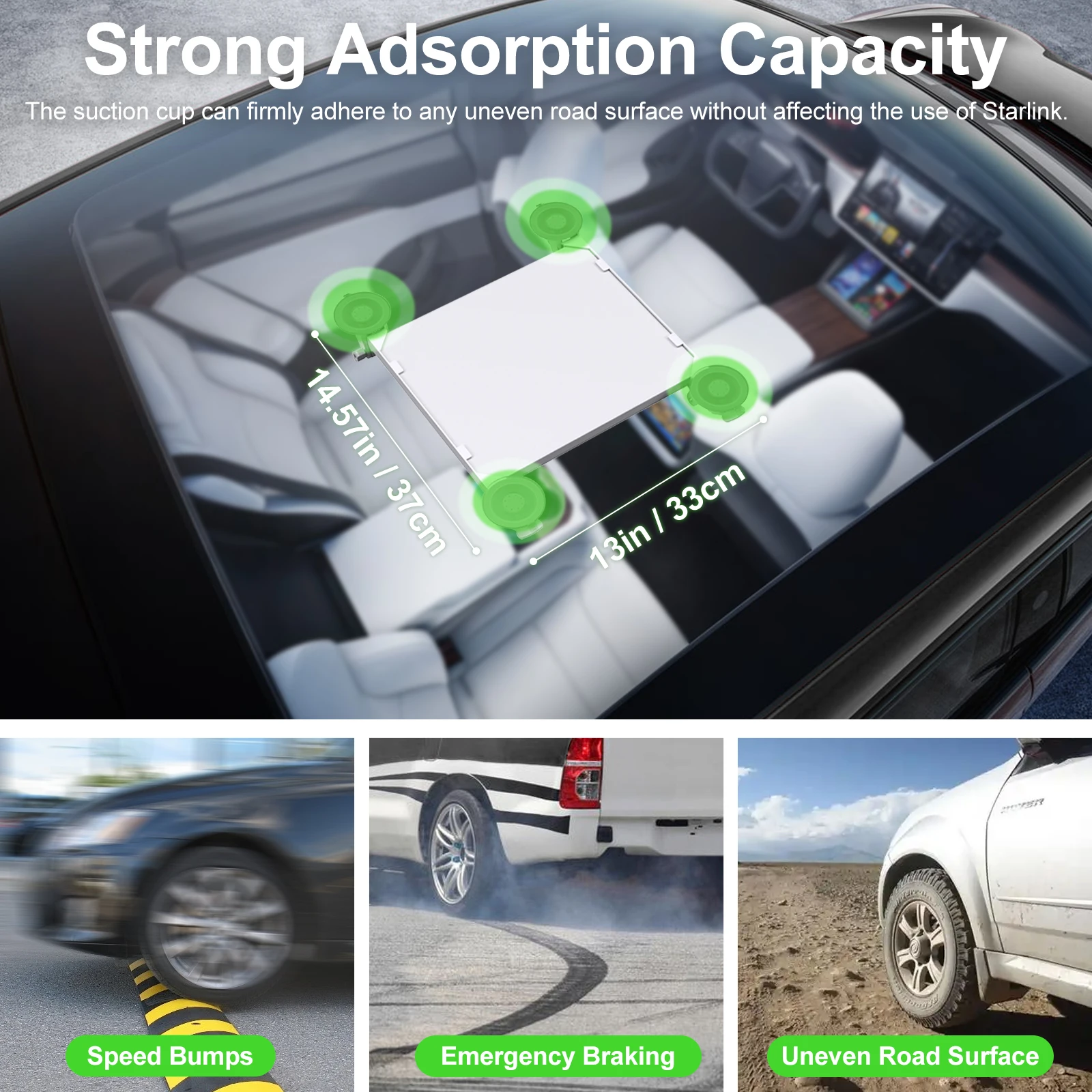 Starlink 미니 흡입 컵 마운트 Starlink 미니 접시 안테나 용 자동차 선 루프/전면 창/후면 창용 Starlink 장착 키트
