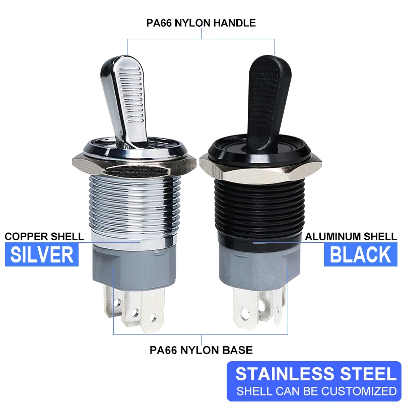 16MM 금속 토글 스위치 방수 LED 조명 자동 잠금 2 위치 On Off 마이크로 버튼 스위치 1NO1NC 15A 12V 220V 3pin/5pin