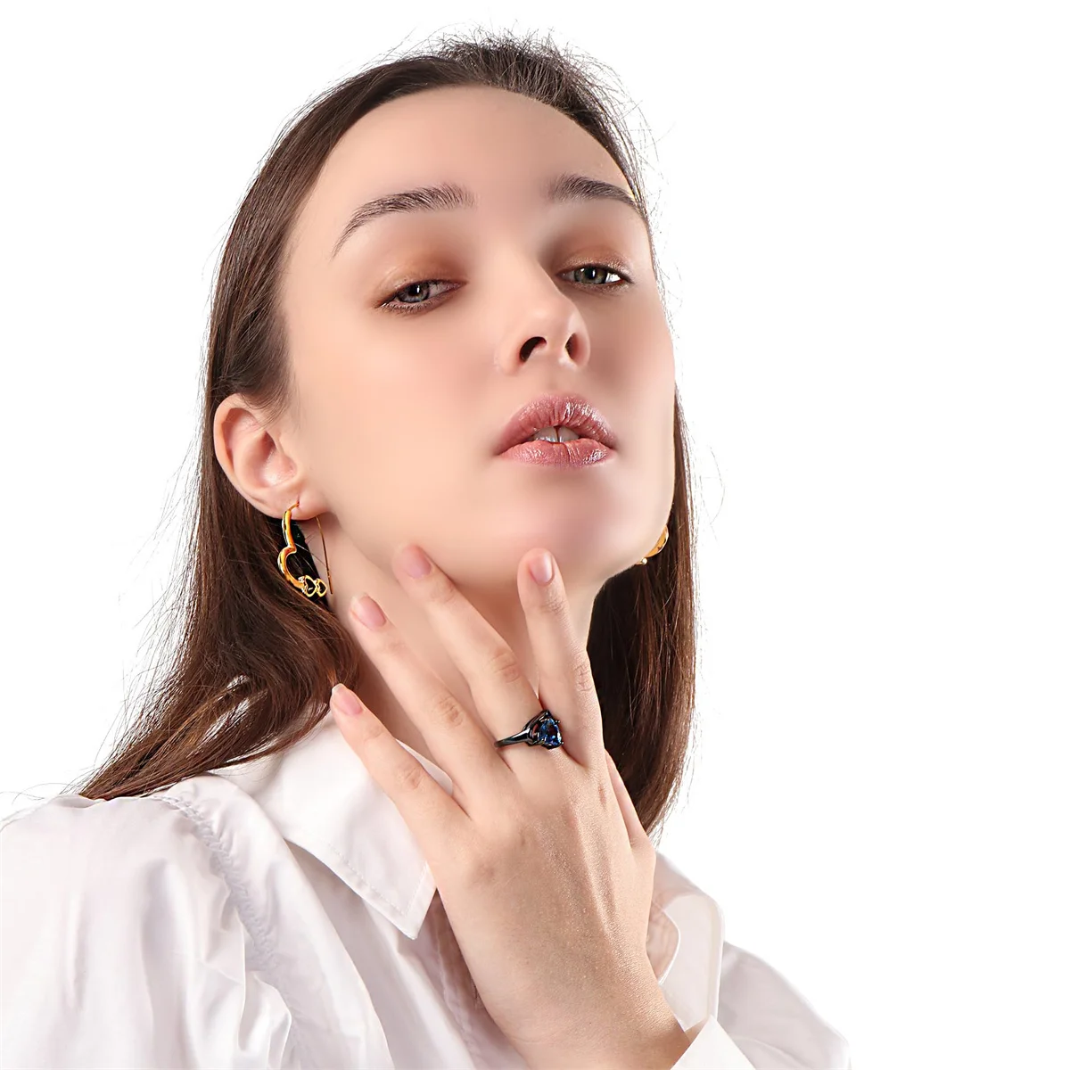 패션 커플 반지 로맨틱 여성 하트 블루 라인 석 지르콘 반지 남자 스테인레스 스틸 셀틱 드래곤 반지 웨딩 쥬얼리