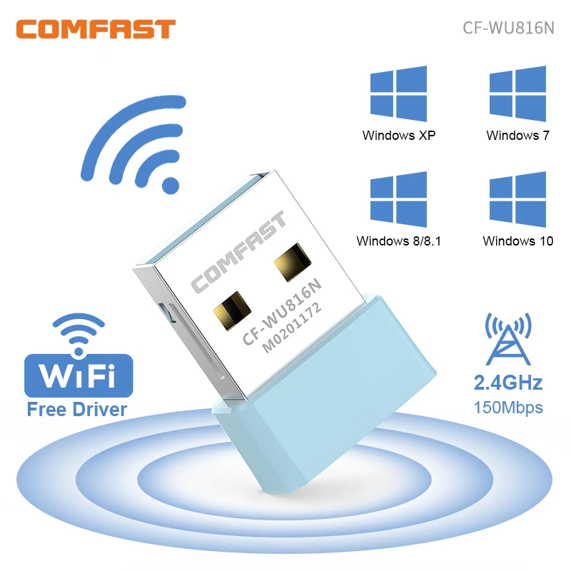 Comfast 150Mbps USB WiFi 어댑터 2.4GHz 인터넷 카드 드라이브 무료 LAN Wi-Fi 수신기 키 동글 안테나 Para PC Win 7 8 10 11 title=Comfast 150Mbps USB WiFi 어댑터 2.4GHz 인터넷 카드 드라이브 무료 LAN Wi-Fi 수신기 키 동글 안테나 Para PC Win 7 8 10 11 