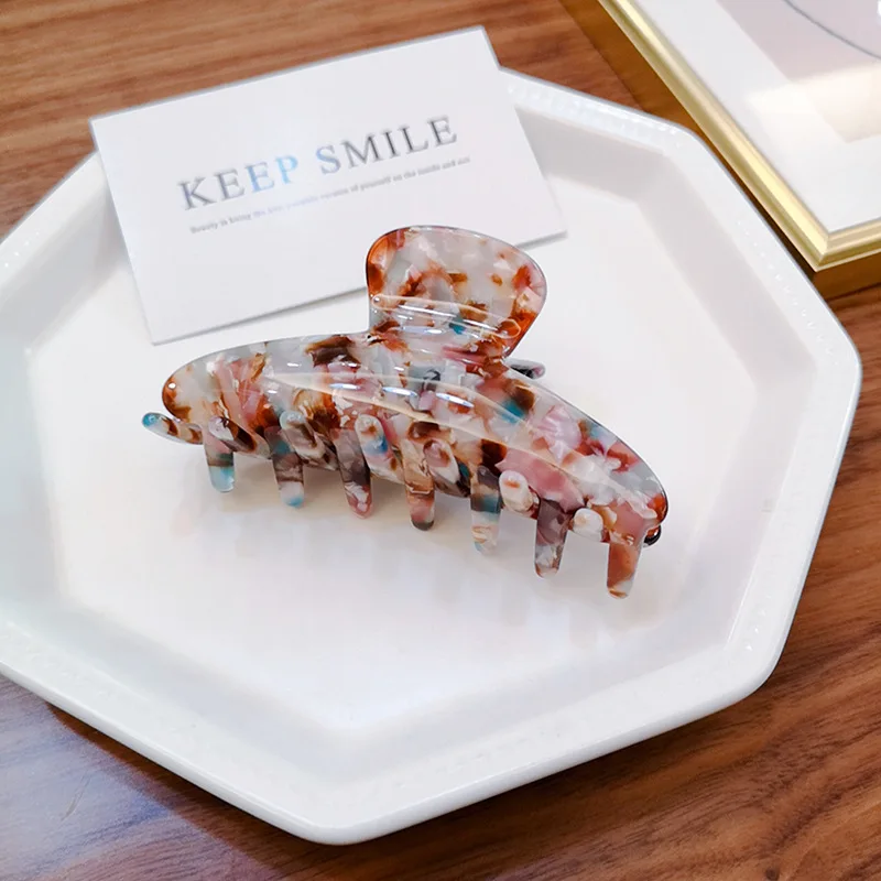 대형 Accetate 표범 인쇄 아크릴 머리핀 헤어 클립 크랩 머리 발톱 여성용 헤어 액세서리 머리 장식 파티 선물