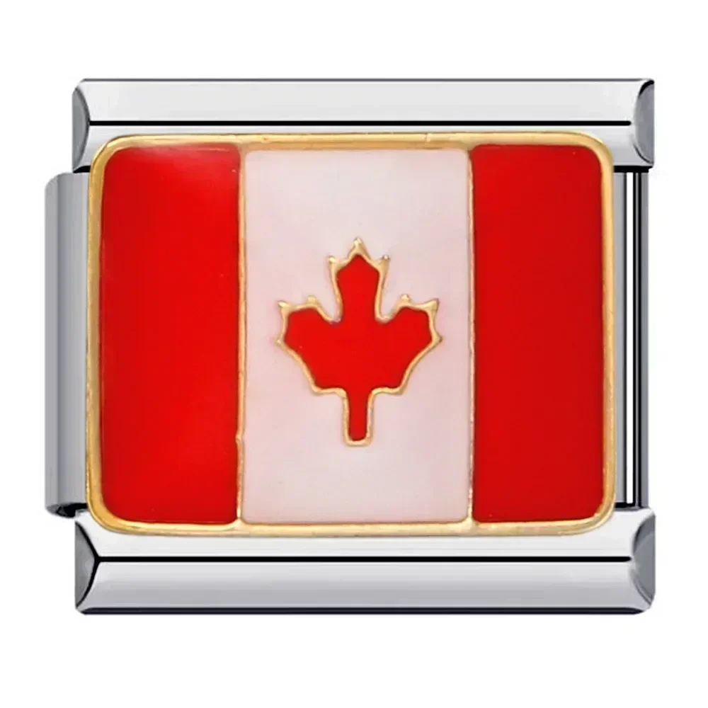 다른 국가 세계 국기 팔찌 모듈 이탈리아 팔찌 매력 링크 맞는 9mm 스테인레스 스틸 DIY 쥬얼리 선물