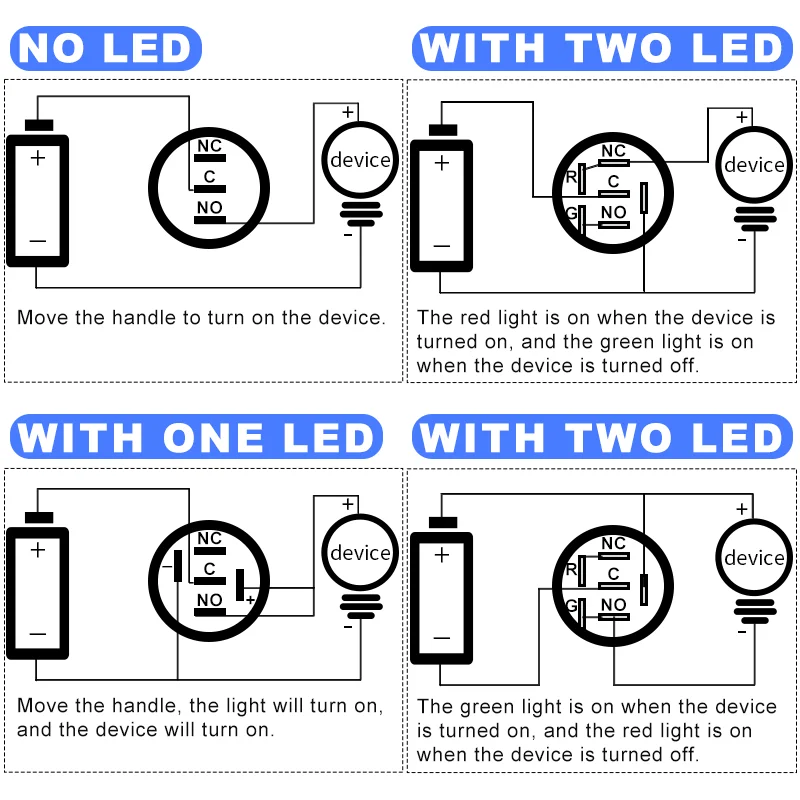 16MM 금속 토글 스위치 방수 LED 조명 자동 잠금 2 위치 On Off 마이크로 버튼 스위치 1NO1NC 15A 12V 220V 3pin/5pin