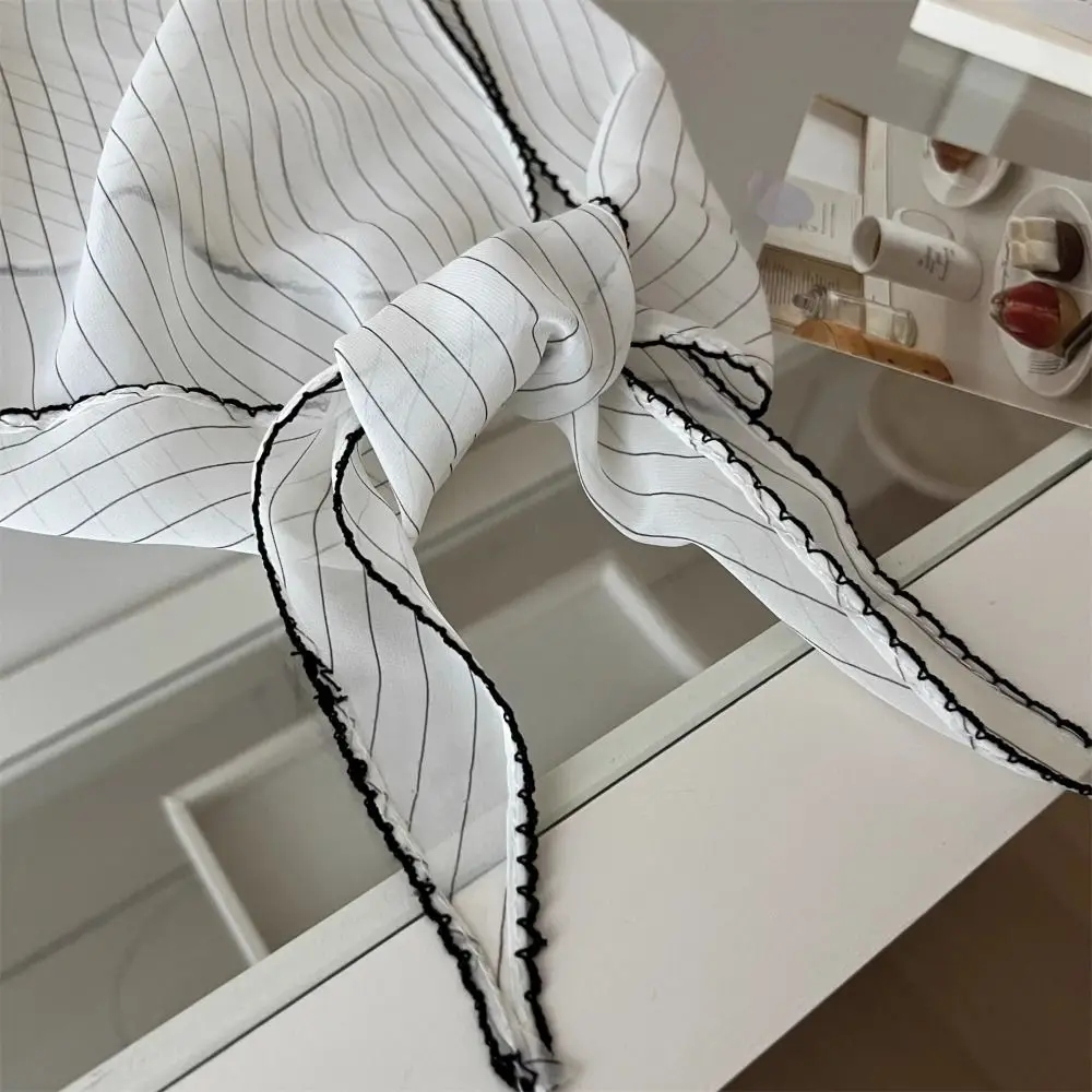 Neckerchief 달콤한 폴카 도트 머리띠 터번 한국어 신선한 작은 스카프 얇은 줄무늬 삼각형 헤어 밴드 소녀