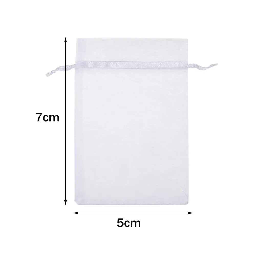 50pcs 화이트 쉬어 Organza 가방 쥬얼리 선물 파티 호의 가방 결혼식 크리스마스 작은 보석 저장에 대 한 Drawstring