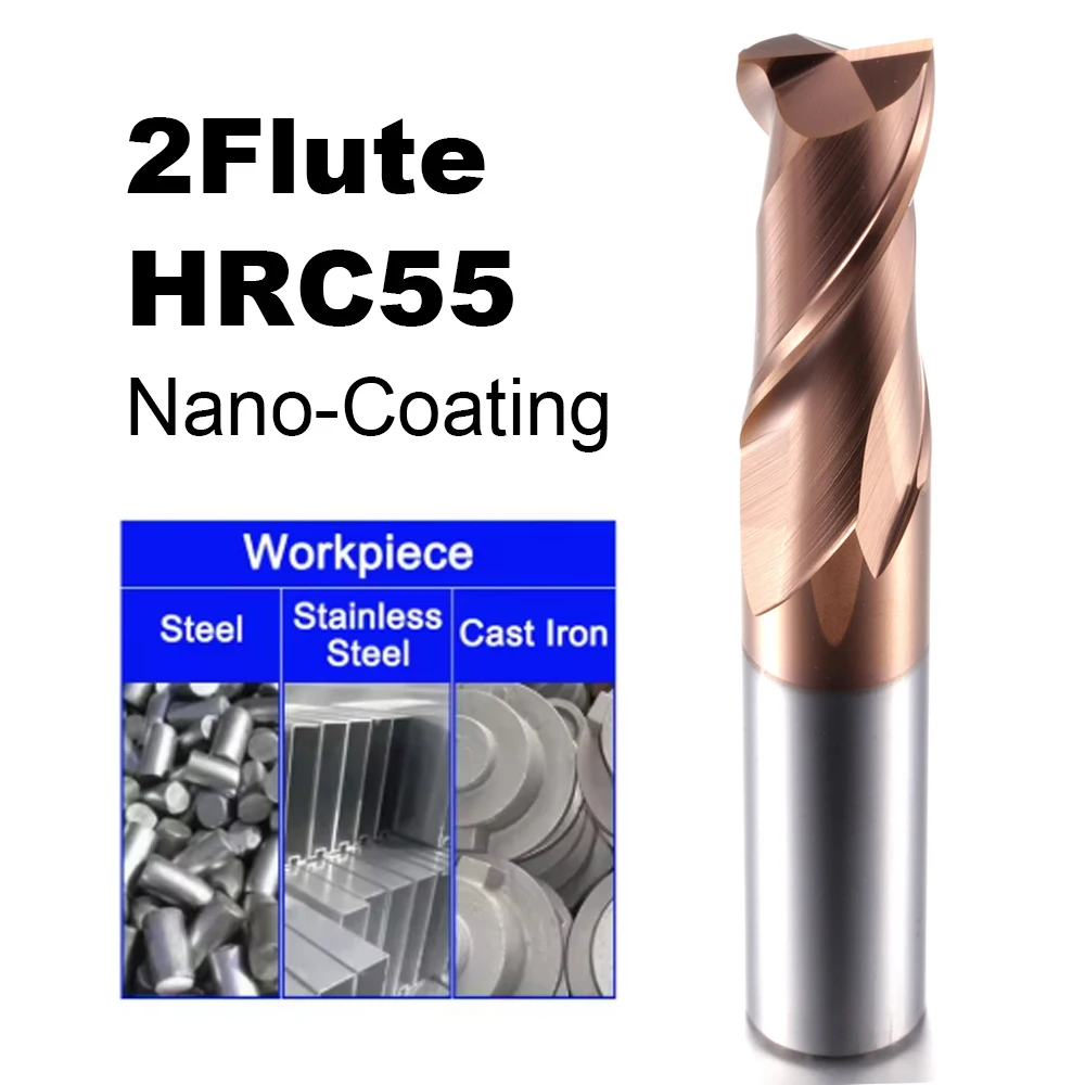 MZG 2 플루트 HRC45 HRC55 1 2 3 4 5 6 8 10 12 mm 구리 목재 밀링 커터 합금 초경 공구 텅스텐 강철 CNC 선반 엔드 밀