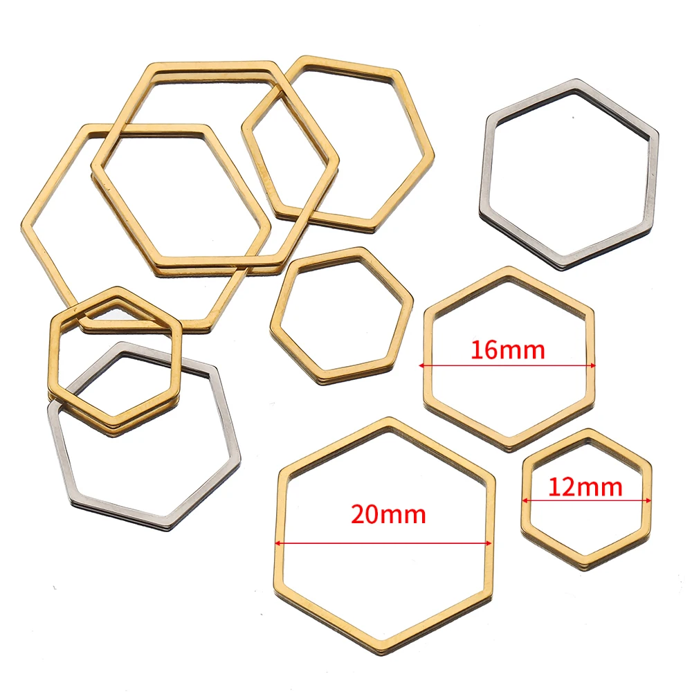 20pcs 스테인레스 스틸 프레임 매력 DIY 귀걸이 펜던트 라운드 드롭 육각형 빈 베젤 수지 쥬얼리 만들기 DIY 결과 만들기