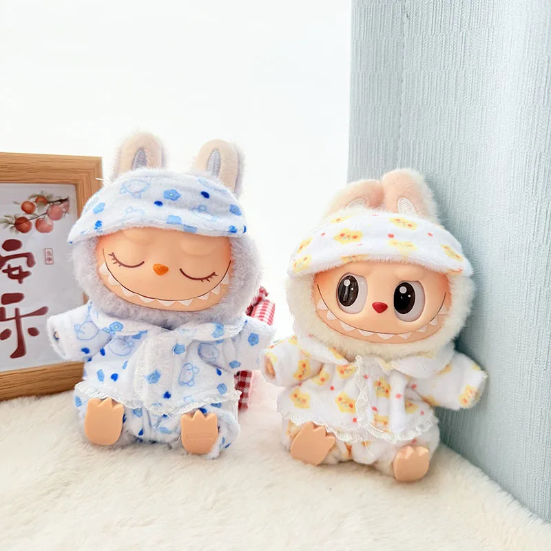 15cm/17cm Labubu I II 인형 옷 귀여운 아이 마스크 잠옷 3 피스 세트 액세서리 의류 봉제 인형 의류