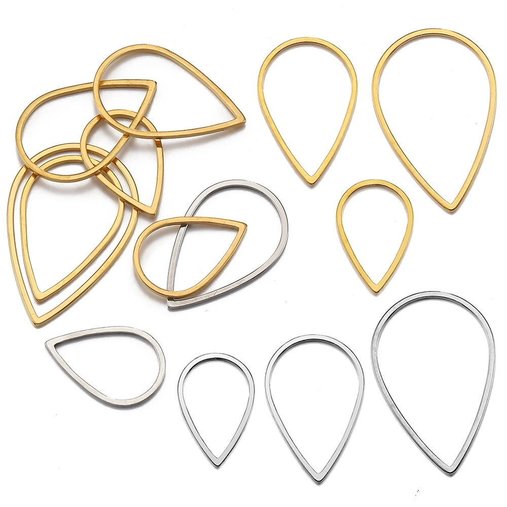 20pcs 스테인레스 스틸 프레임 매력 DIY 귀걸이 펜던트 라운드 드롭 육각형 빈 베젤 수지 쥬얼리 만들기 DIY 결과 만들기