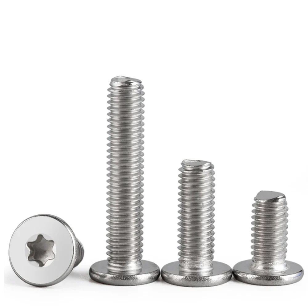 10Pcs M1.6 M2 M2.5 M3 M4 M5 M6 M8 304 스테인레스 스틸 CM 6 로브 Torx 초박형 초저 플랫 웨이퍼 헤드 나사 디지털 볼트