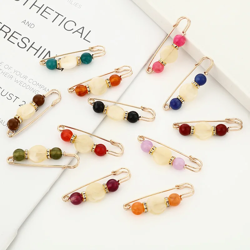 여자 새 치마 허리 유물 허리 핀 귀여운 모조 진주 라인 석 브로치 안티 조명 핀 쥬얼리 H1379