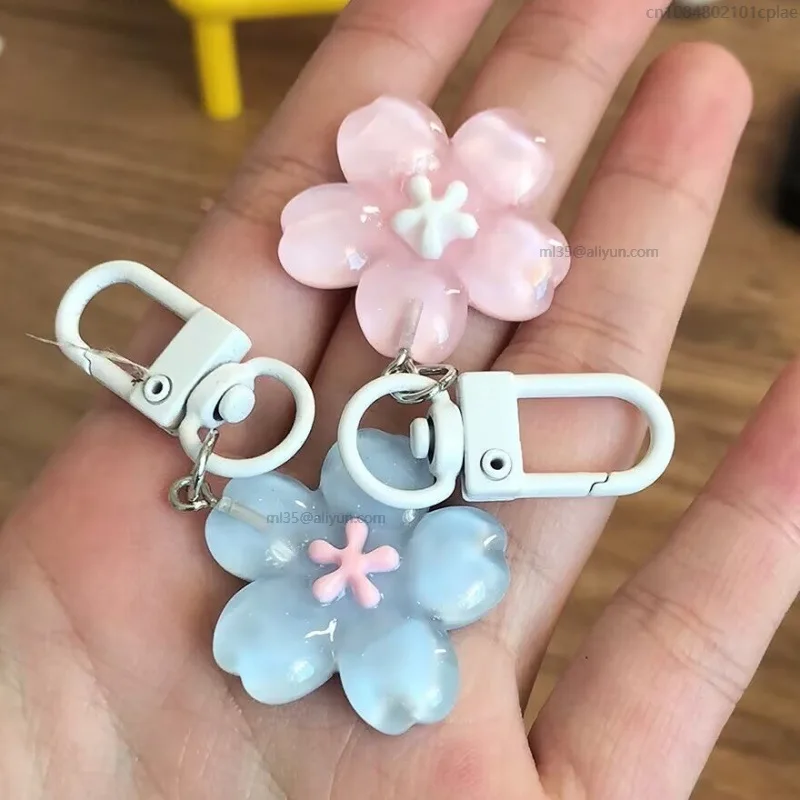 수지 벚꽃 젤리 사쿠라 펜던트 열쇠 고리 열쇠 고리 로맨틱 반투명 꽃 인형 펜던트 시뮬레이션 사쿠라 열쇠 고리